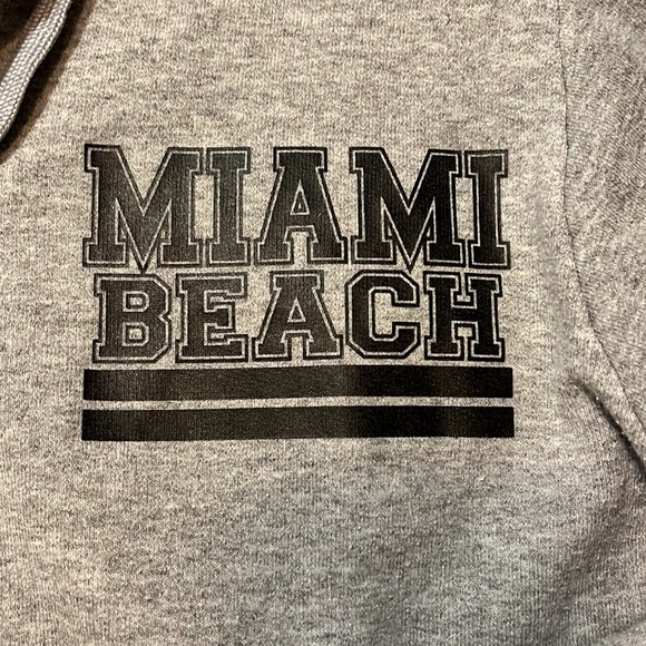 Fleece, zippered, gray hoody, Miami inspired - Picture 3 of 8